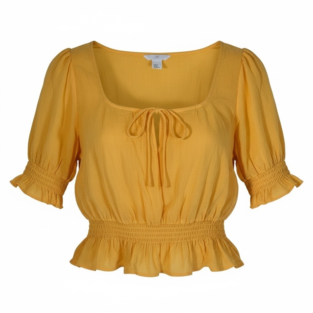 H&M Boho Airy Blouse Golden Yellow Size 12